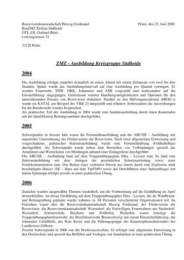 ZMZ - Ausbildung Kreisgruppe Südheide 2004 2005 2006