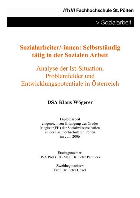 Sozialarbeiter/-innen: Selbstständig tätig in der Sozialen ... - Socialnet
