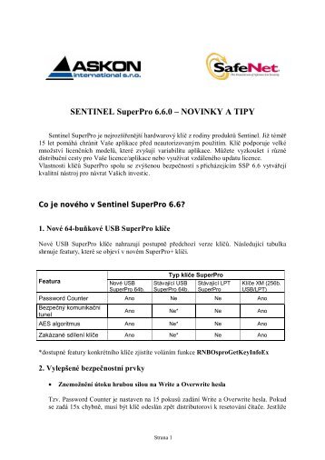 SENTINEL SuperPro 6.6.0 – NOVINKY A TIPY - ASKON ...