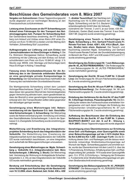 Gemeindezeitung Nr. 33 im April 2007 - Schwertberg