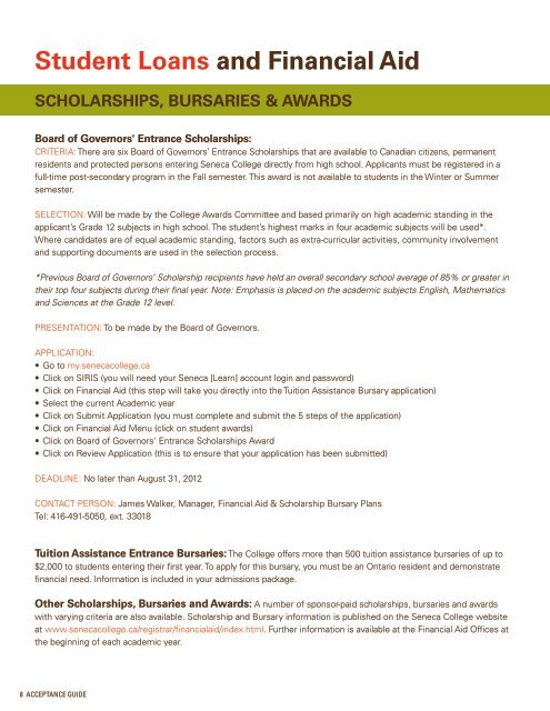 ADMISSIONS ACCEPTANCE GUIDE 2012/2013 - Seneca College