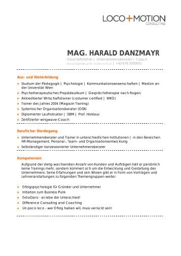 MAG. HARALD DANZMAYR - LOCO+MOTION CONSULTING