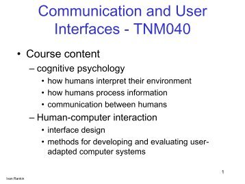 Kommunikation och användargränssnitt - TNM006
