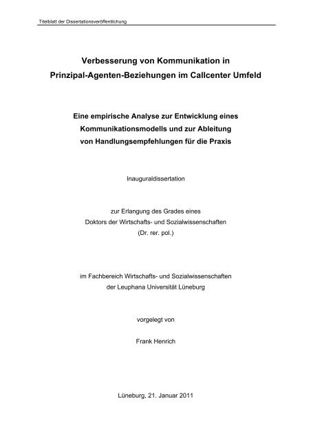 Verbesserung Von Kommunikation In Prinzipal Agenten Opus
