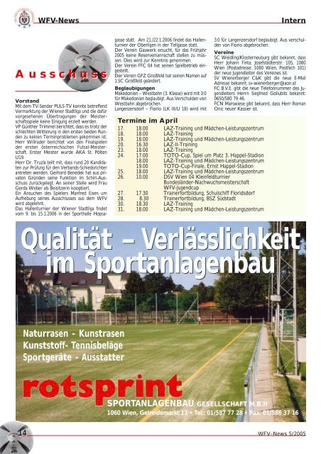 Verlässlichkeit im Sportanlagenbau Naturrasen - Wiener Fußball ...