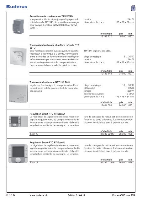 Catalogue distribution de chaleur - Buderus Heiztechnik AG