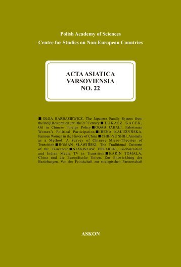 ACTA ASIATICA VARSOVIENSIA NO. 22