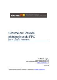Résumé du Contexte pédagogique du PPO_2012 ... - Répertoire PPO