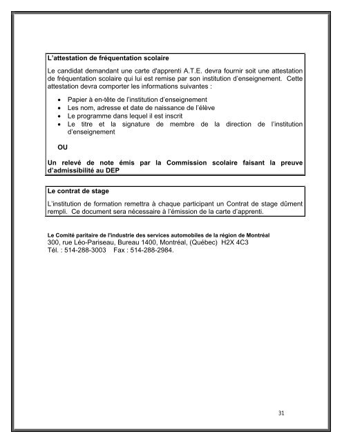 politique de stage industriel et procédures - CETEMMM