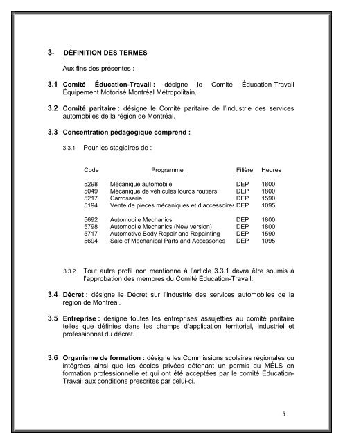 politique de stage industriel et procédures - CETEMMM