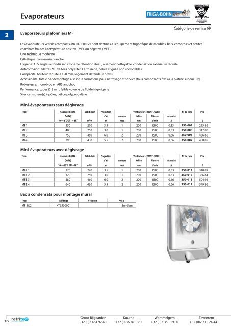 Evaporateurs plafonniers - Refritec