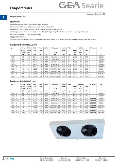 Evaporateurs plafonniers - Refritec