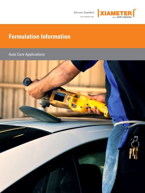 Formulation Information Auto Care Applications Xiameter