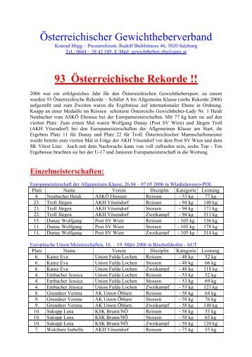 93 Österreichische Rekorde