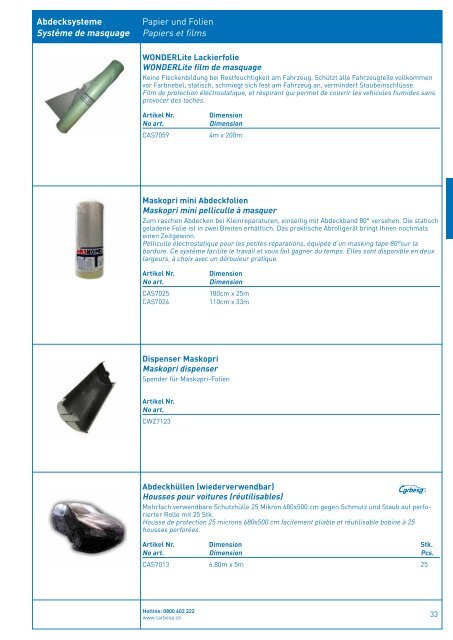 Produktkatalog Catalogue de produit - Carrosserie