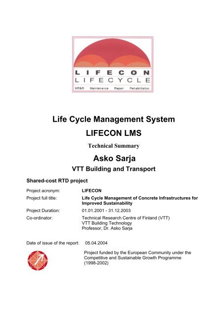 Life Cycle Management System LIFECON LMS Asko Sarja