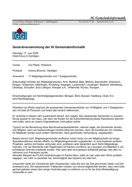 IG Gemeindeinformatik: Rechnung 2007 Bilanz per 31.12 ...