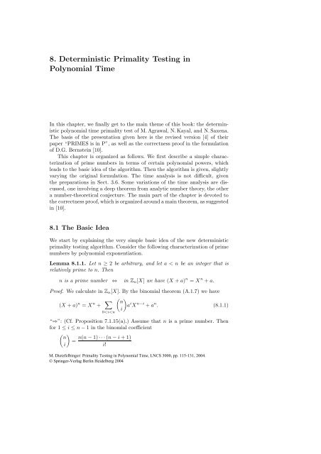 Dietzfelbinger M. Primality testing in polynomial time ... - tiera.ru