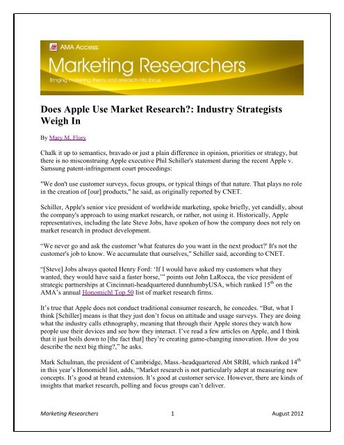 Does Apple Use Market Research?: Industry Strategists Weigh In