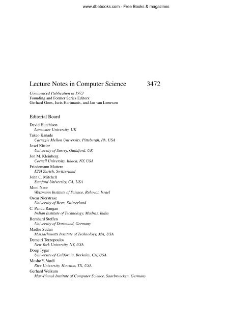 Lecture Notes in Computer Science 3472
