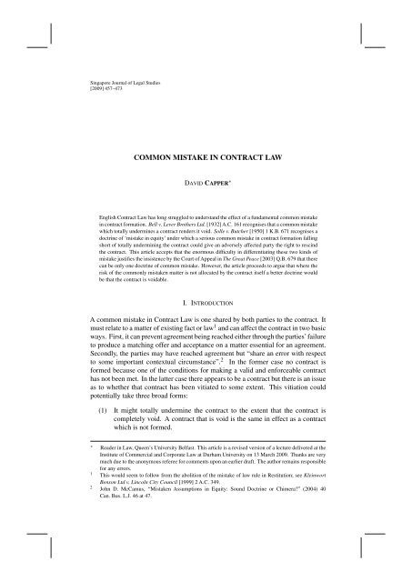 Common Mistake In Contract Law Common Mistake In Contract Law