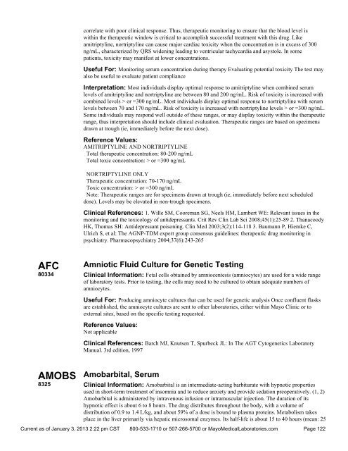 Mayo Test Catalog, (Sorted By Test Name) - Mayo Medical ...