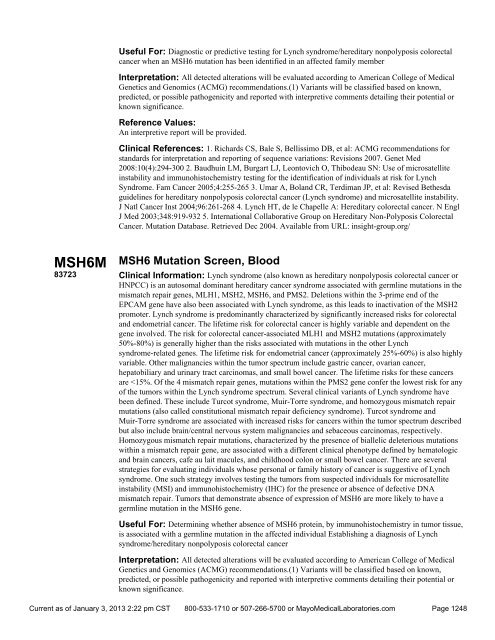 Mayo Test Catalog, (Sorted By Test Name) - Mayo Medical ...