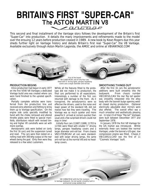 BRITAIN'S FIRST "SUPER-CAR" - The Aston Martin V8 Vantage ...