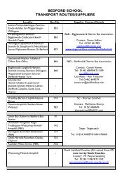 BEDFORD SCHOOL TRANSPORT ROUTES/SUPPLIERS