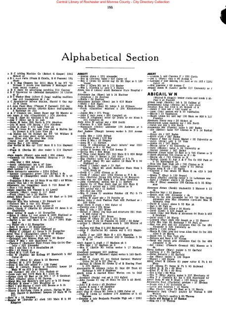 Alphabetical Section - Monroe County Library System