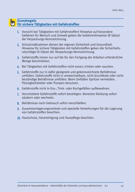 GUV-Information GUV-I 8651 "Sicherheit im Feuerwehrdienst ...