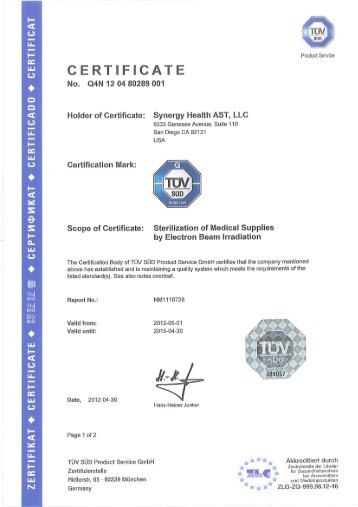 ISO 13485 (Electron Beam) - Synergy Health