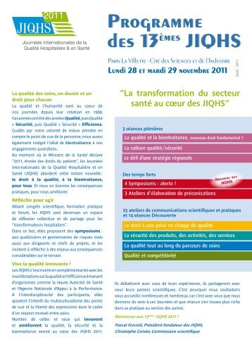 Programme des 13èmes JIQHS