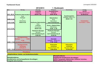 Stundenplan Fachbereich Kunst (PDF)