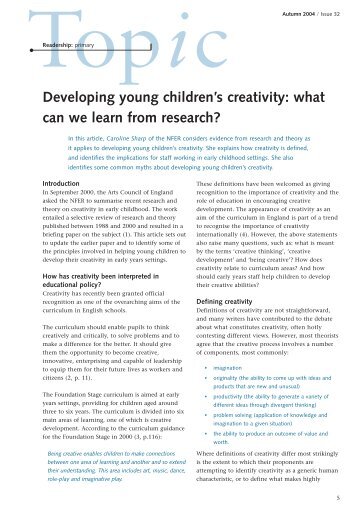 Developing young children's creativity - National Foundation for ...