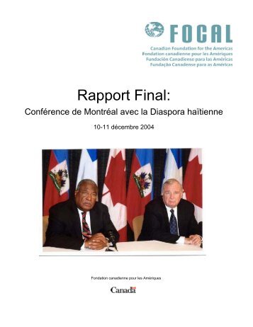 Rapport Final: Conférence de Montréal avec la Diaspora - UNITAR