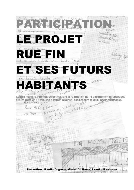 participation le projet rue fin et ses futurs habitants - Kenniscentrum ...