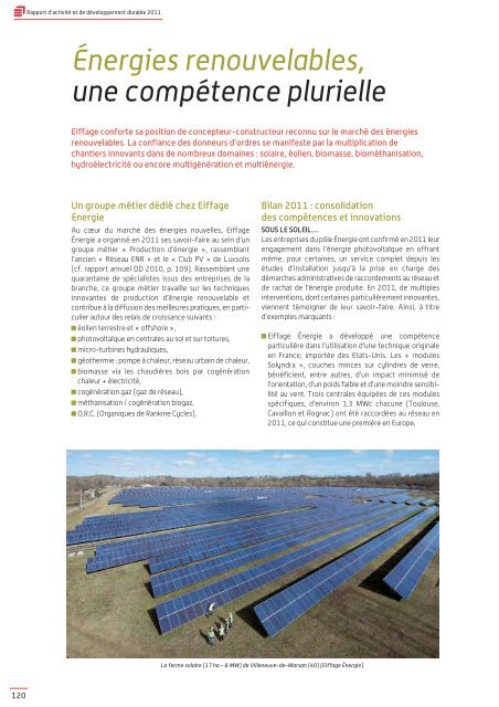 Rapport Développement durable 2011 - Eiffage Energie
