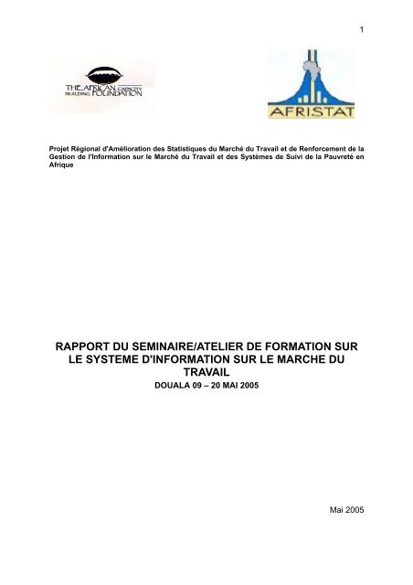 Rapport Du Seminaire Atelier De Formation Sur Le Systeme D Afristat