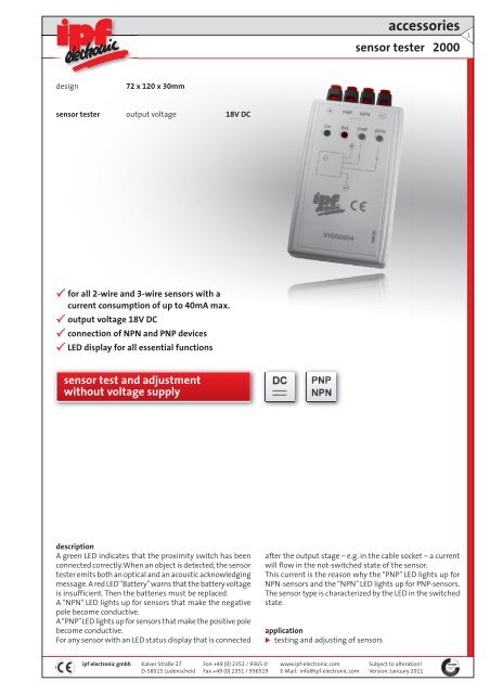 accessories sensor tester 2000 - IPF Electronic GmbH