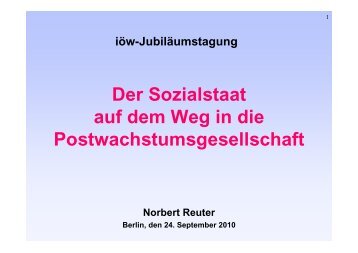 Dr. Norbert Reuter, ver.di Bundesvorstand: Der Sozialstaat