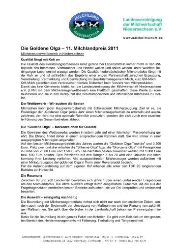 Die Goldene Olga Ã¢ÂÂ 11. Milchlandpreis 2011