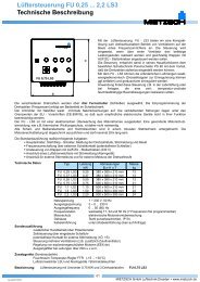 Lüftersteuerung FU 0,25 ... 2,2 LS3 Technische Beschreibung