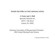 Talc Lubricant Activity - Minerals Technologies