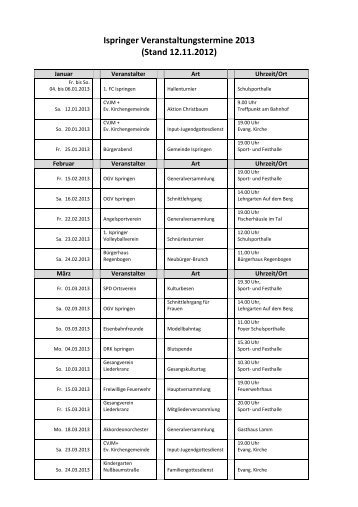 Veranstaltungskalender 2013 - Ispringen