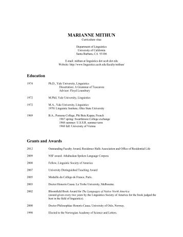 marianne mithun - UCSB Linguistics - University of California, Santa ...