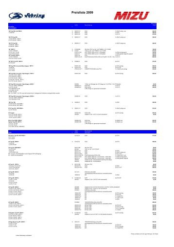 Verwendungsliste Sebring PKW