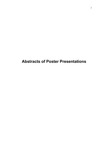 Abstracts of Poster Presentations