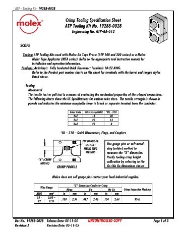 Crimp Tooling Specification Sheet ATP Tooling Kit No ... - Molex