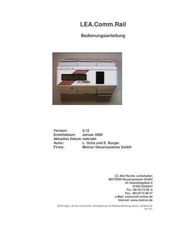 LEA.Comm.Rail Bedienungsanleitung - MOTRON Steuersysteme ...